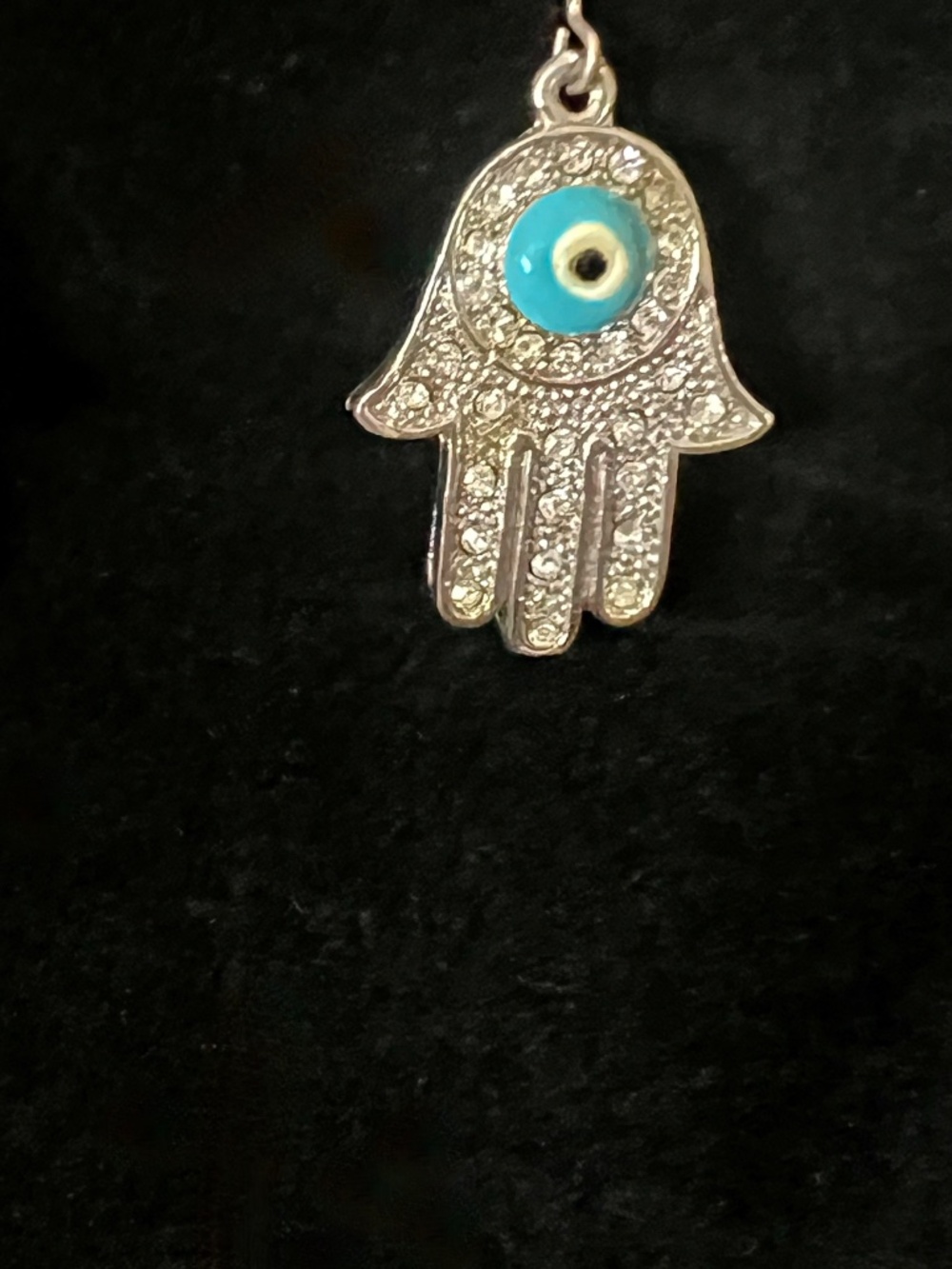 Hamsa Silver Evil Eye Earrings Cubic Zirconia Sterling Silver Fish Hook Back NWT - Picture 3 of 6